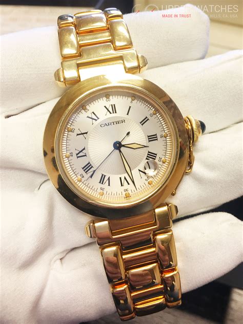 gold women's cartier watch|cartier 18k gold watch models.